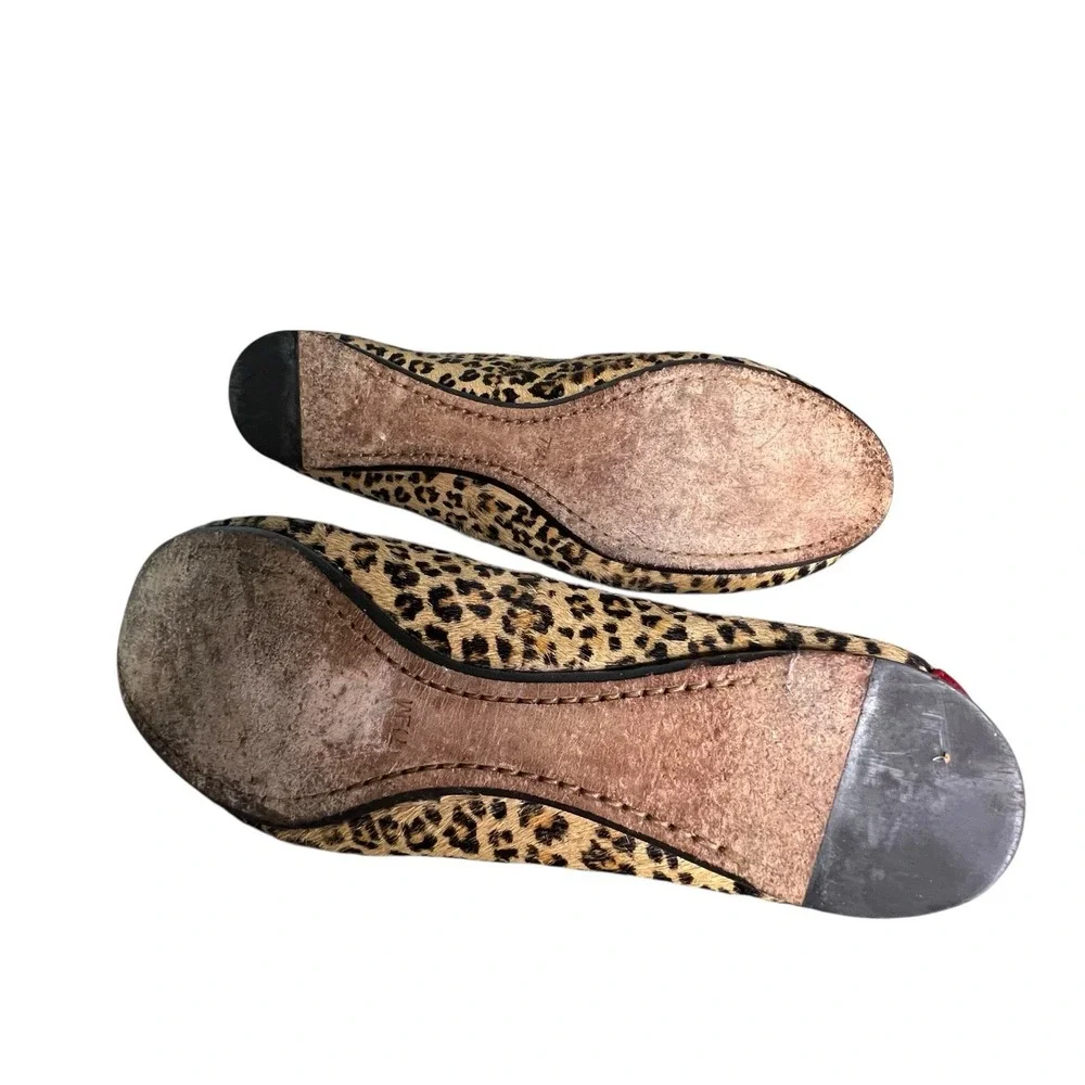 Donald J Pliner Denda Leather Leopard Print Loafers Flats Womens 7.5 Red Accents